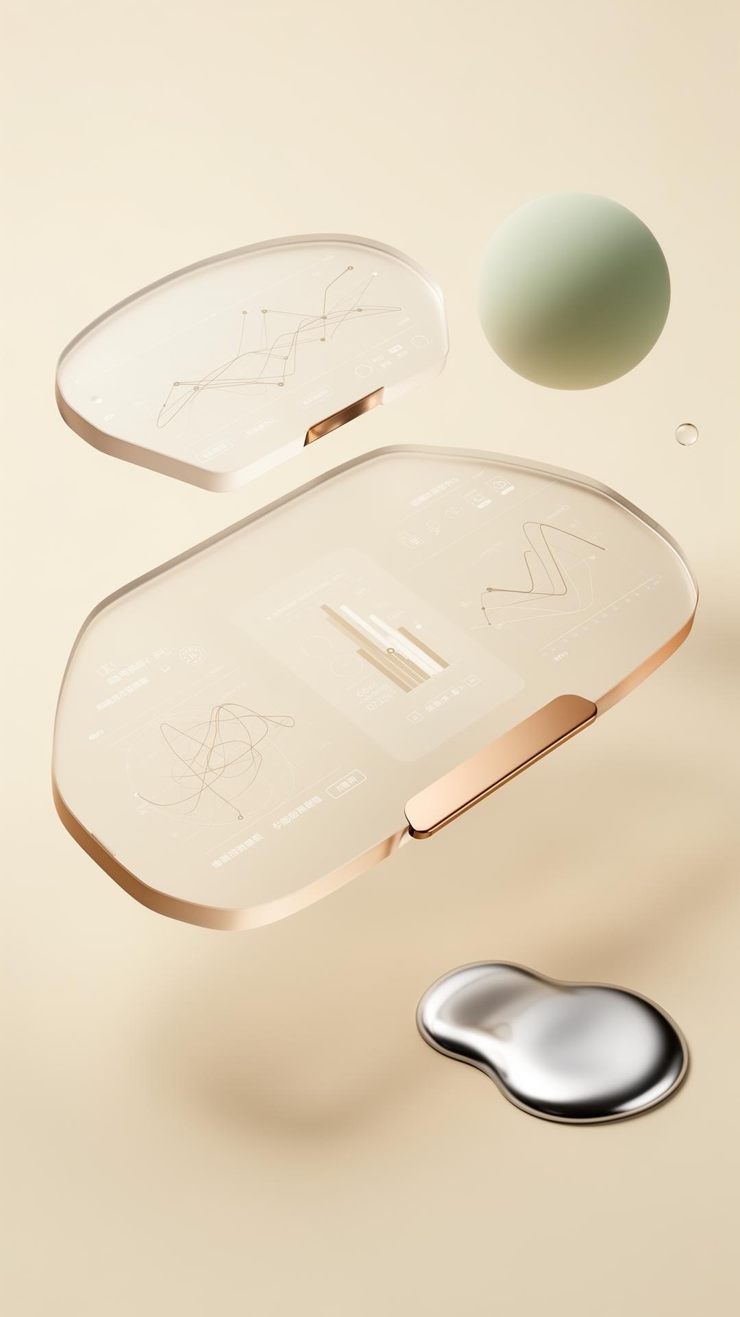Translucent dashboard panels floating with biotech graphics